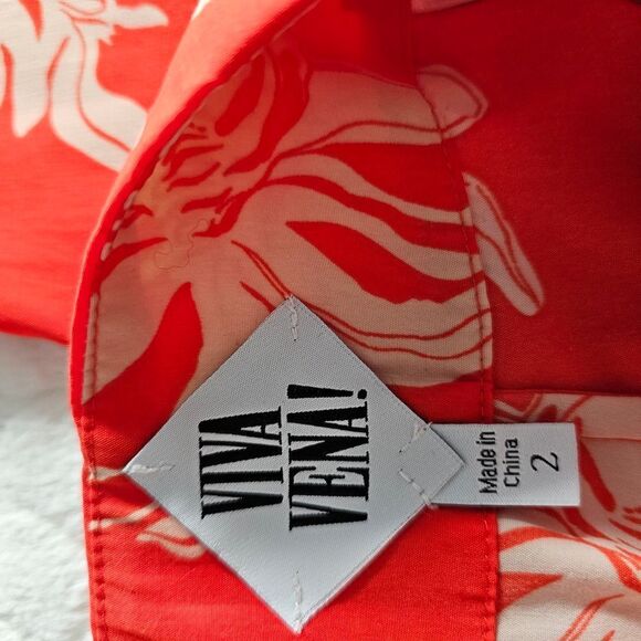 Viva Vena orange orchid pants floral pleated tie waist 2 26 - Picture 3 of 8